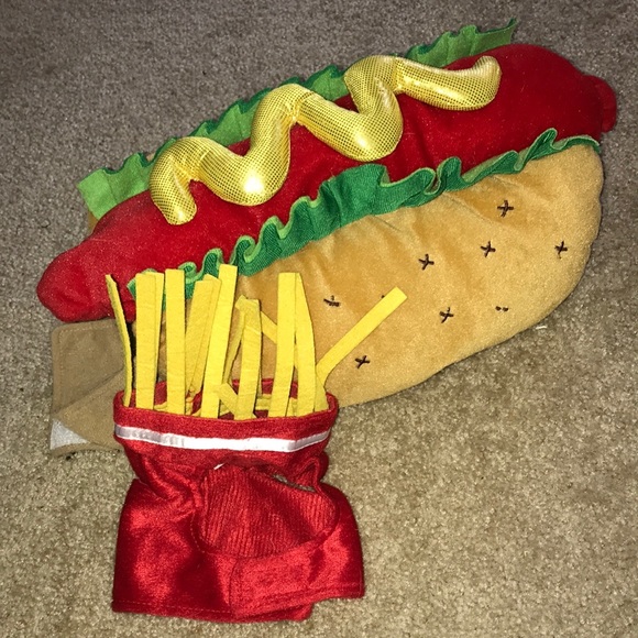 Dog Costume Hot Dog Fries Hat S/M Velcro Comfort - Picture 6 of 8